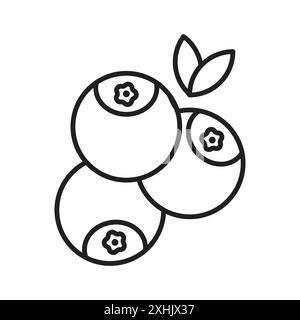 Blueberry icon Black line art vector in black and white outline set collection sign Stock Vector
