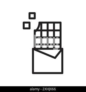 Chocolate icon Black line art vector in black and white outline set collection sign Stock Vector