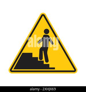 Caution stairway sign Black line art vector in black and white outline set collection sign Stock Vector