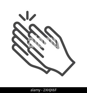 Clapping hands icon Black line art vector in black and white outline set collection sign Stock Vector