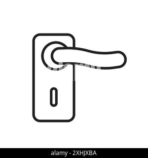 Door handle icon Black line art vector in black and white outline set collection sign Stock Vector