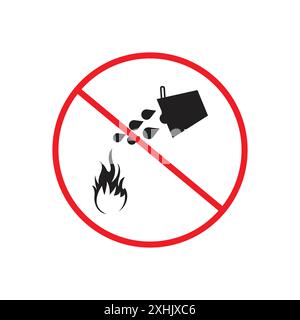 Do not extinguish with water sign Black line art vector in black and white outline set collection sign Stock Vector