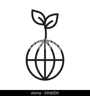 Ecology icon Black line art vector in black and white outline set collection sign Stock Vector