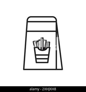Food delivery paper bag icon Black line art vector in black and white outline set collection sign Stock Vector