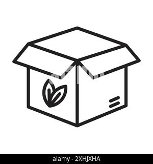 Eco packaging icon Black line art vector in black and white outline set collection sign Stock Vector