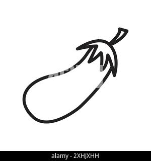 Eggplant icon Black line art vector in black and white outline set collection sign Stock Vector