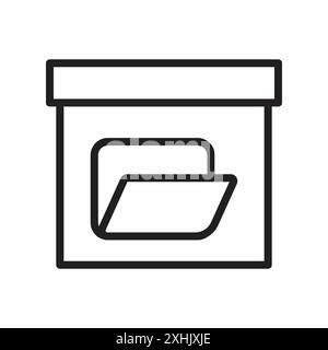 Folder box icon Black line art vector in black and white outline set collection sign Stock Vector