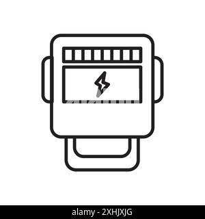 electric meter icon Black line art vector in black and white outline set collection sign Stock Vector
