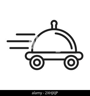 Food delivery icon Black line art vector in black and white outline set collection sign Stock Vector