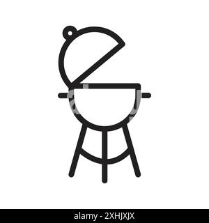 Grill icon Black line art vector in black and white outline set collection sign Stock Vector