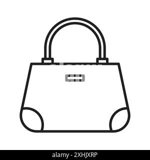 Hand bag icon Black line art vector in black and white outline set collection sign Stock Vector