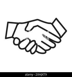 Handshaking icon Black line art vector in black and white outline set collection sign Stock Vector