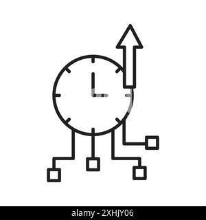 High server uptime icon Black line art vector in black and white outline set collection sign Stock Vector