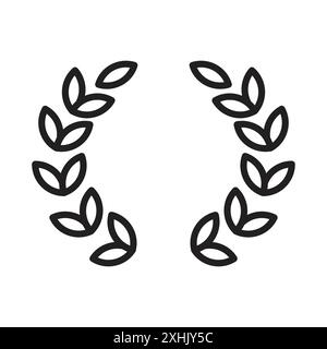 Laurel wreath icon Black line art vector in black and white outline set collection sign Stock Vector