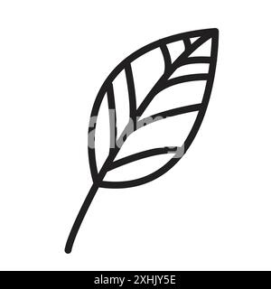 Leaf icon Black line art vector in black and white outline set collection sign Stock Vector