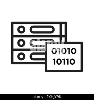 Master data icon Black line art vector in black and white outline set collection sign Stock Vector