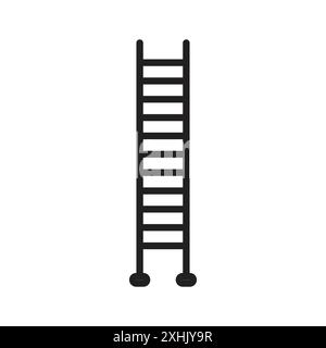 Ladder icon Black line art vector in black and white outline set collection sign Stock Vector