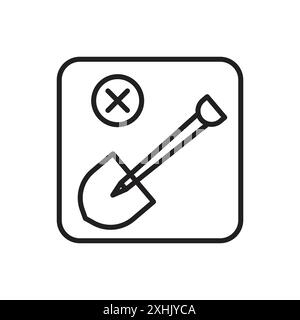 No digging sign Black line art vector in black and white outline set collection sign Stock Vector