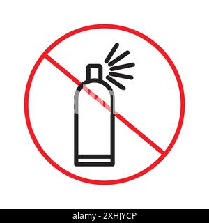 No aerosol spray sign Black line art vector in black and white outline set collection sign Stock Vector