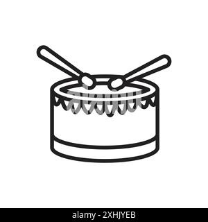 Muslim drum icon Black line art vector in black and white outline set collection sign Stock Vector