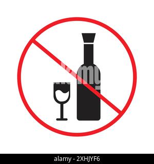 No alcohol sign Black line art vector in black and white outline set collection sign Stock Vector