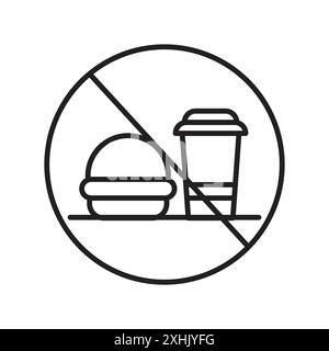 No food allowed sign Black line art vector in black and white outline set collection sign Stock Vector