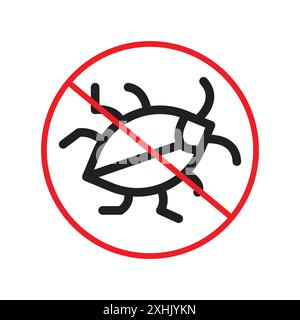 No parasitic insects sign Black line art vector in black and white outline set collection sign Stock Vector
