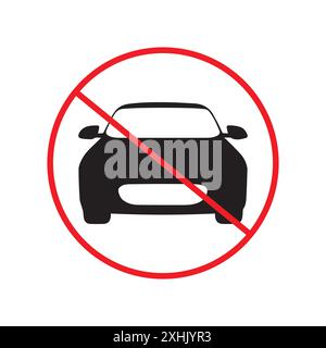 No cars sign Black line art vector in black and white outline set collection sign Stock Vector