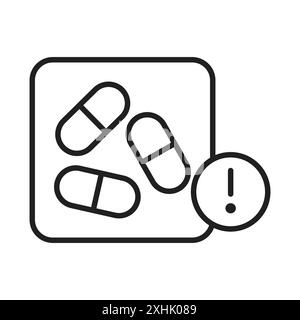 Overdose icon Black line art vector in black and white outline set ...