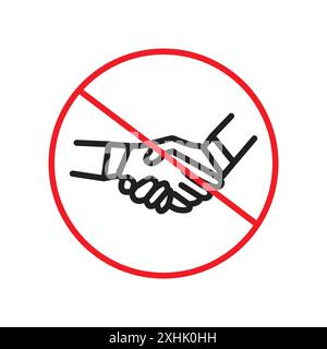 No handshake sign Black line art vector in black and white outline set collection sign Stock Vector