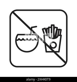 Picnics are prohibited sign Black line art vector in black and white outline set collection sign Stock Vector