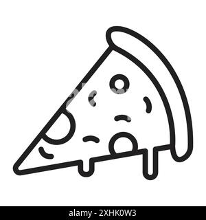 Pizza icon Black line art vector in black and white outline set collection sign Stock Vector