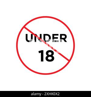 No under eighteen sign Black line art vector in black and white outline set collection sign Stock Vector
