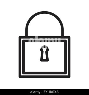 Padlock icon Black line art vector in black and white outline set collection sign Stock Vector