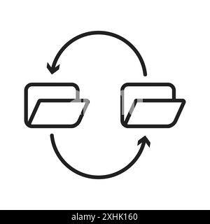 Synchronization icon Black line art vector in black and white outline set collection sign Stock Vector