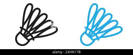 Shuttlecock Icon Black line art vector in black and white outline set ...