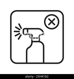 No spray can allowed sign Black line art vector in black and white outline set collection sign Stock Vector