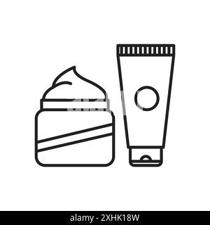 Skincare icon Black line art vector in black and white outline set collection sign Stock Vector
