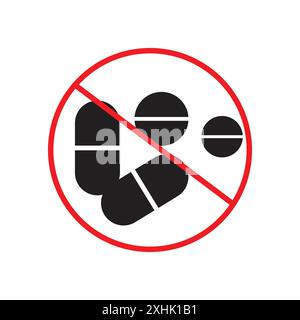 Stop using illegal drugs sign Black line art vector in black and white outline set collection sign Stock Vector