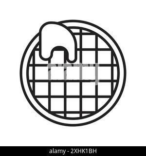 Stroopwafel cookies icon Black line art vector in black and white outline set collection sign Stock Vector