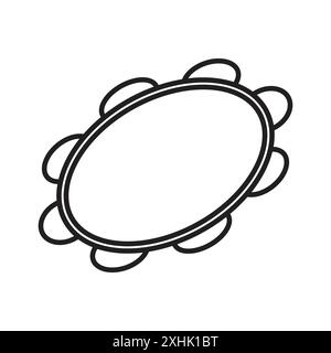 Tambourine icon Black line art vector in black and white outline set collection sign Stock Vector