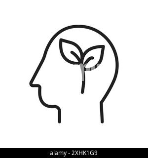Think green icon Black line art vector in black and white outline set collection sign Stock Vector