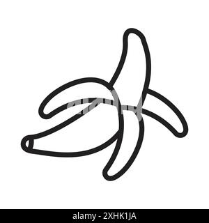 Peeled banana icon Black line art vector in black and white outline set collection sign Stock Vector