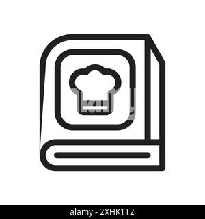 Recipe book icon Black line art vector in black and white outline set collection sign Stock Vector