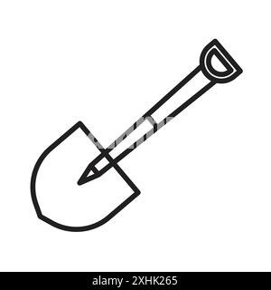 Shovel icon Black line art vector in black and white outline set collection sign Stock Vector
