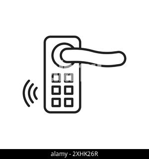 Smart lock icon Black line art vector in black and white outline set collection sign Stock Vector