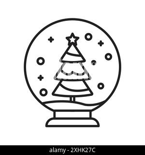 Snow globe icon Black line art vector in black and white outline set collection sign Stock Vector