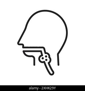 Swallowing reflex icon Black line art vector in black and white outline set collection sign Stock Vector