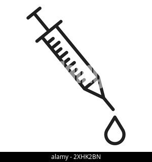 Syringe icon Black line art vector in black and white outline set collection sign Stock Vector