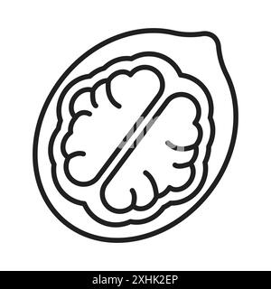 Walnut icon Black line art vector in black and white outline set collection sign Stock Vector